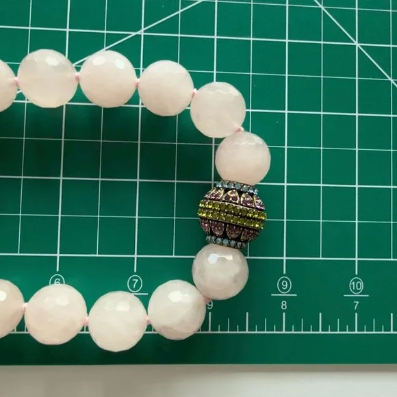 Heidi Daus Beaded Necklace Rose Quartz Swarovski Crystals Multicolored As IS 18" - Picture 12 of 12